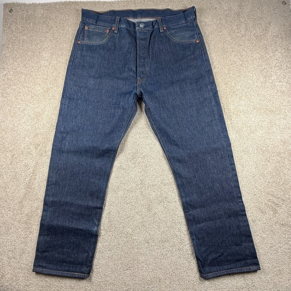 Levis 501 Original Fit Dark Wash Indigo Straight Leg Button Fly Jeans 38x30